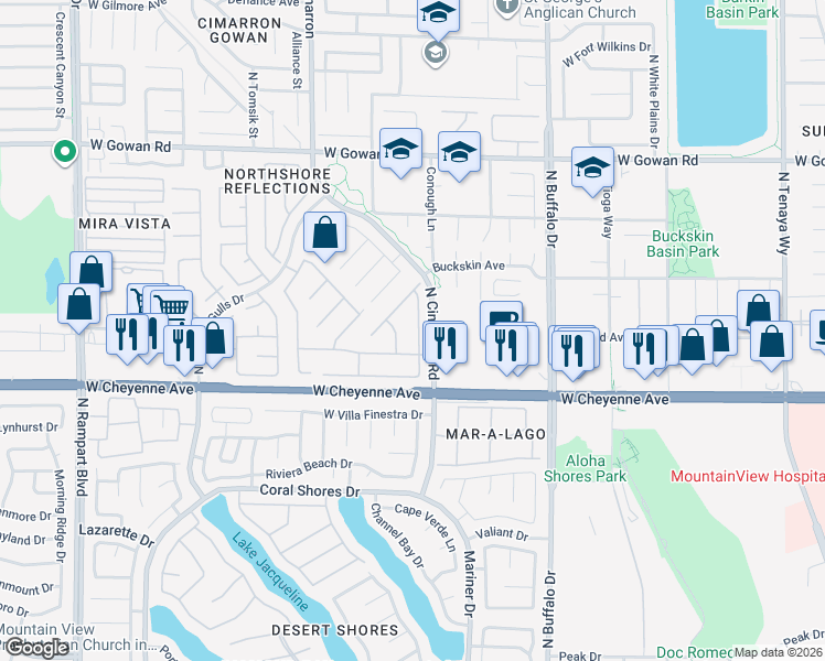 map of restaurants, bars, coffee shops, grocery stores, and more near 3325 Moon River Street in Las Vegas