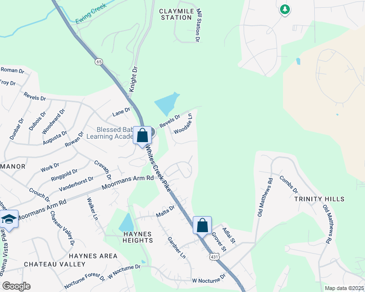 map of restaurants, bars, coffee shops, grocery stores, and more near 2526 Highland Trace Drive in Nashville