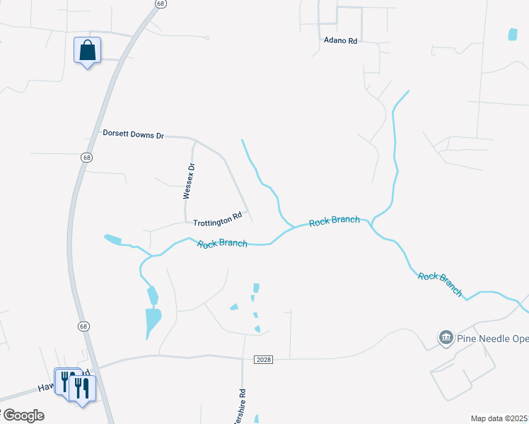 map of restaurants, bars, coffee shops, grocery stores, and more near 7902 Dorsett Downs Drive in Stokesdale