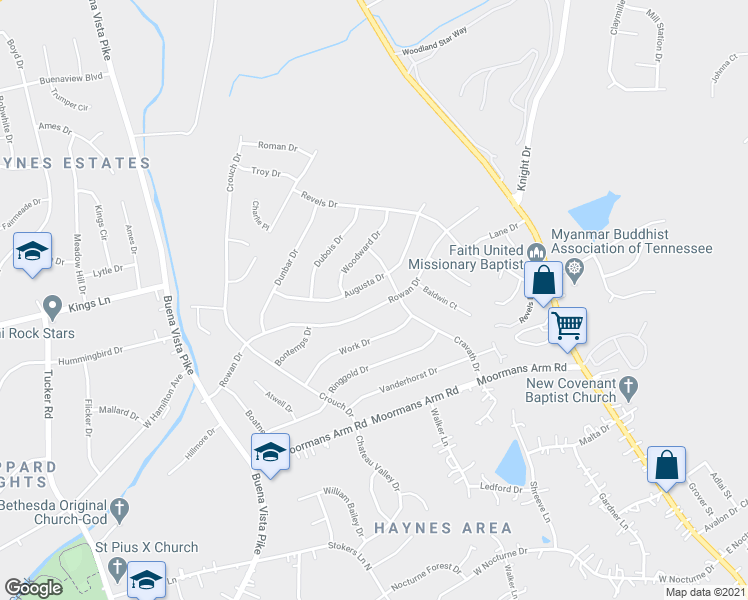 map of restaurants, bars, coffee shops, grocery stores, and more near 706 Rowan Drive in Nashville
