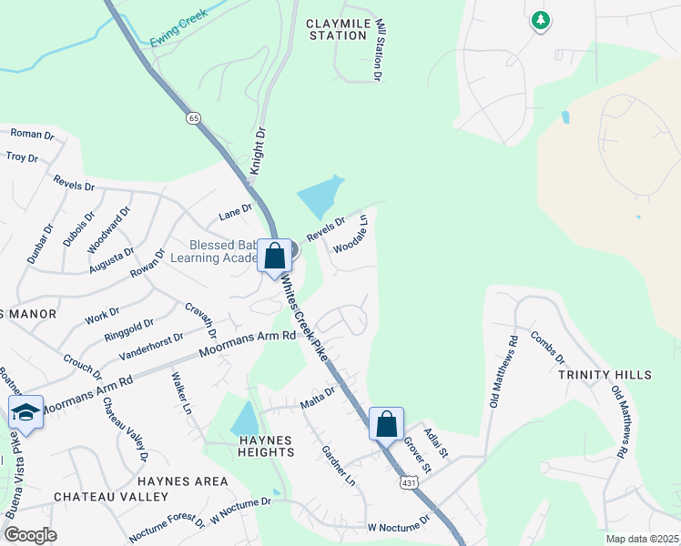 map of restaurants, bars, coffee shops, grocery stores, and more near 2526 Highland Trace Drive in Nashville