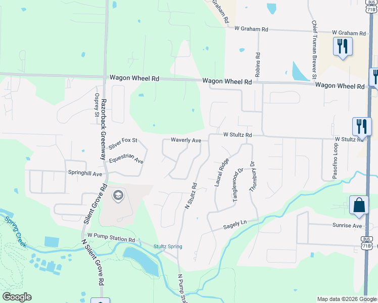 map of restaurants, bars, coffee shops, grocery stores, and more near 3928 Chesapeake Street in Springdale