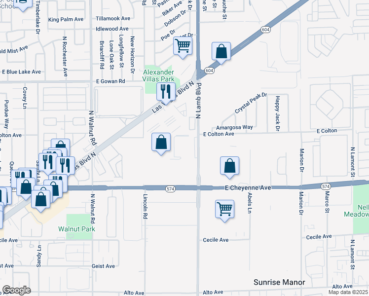 map of restaurants, bars, coffee shops, grocery stores, and more near 3249-3399 N Lamb Blvd in Las Vegas