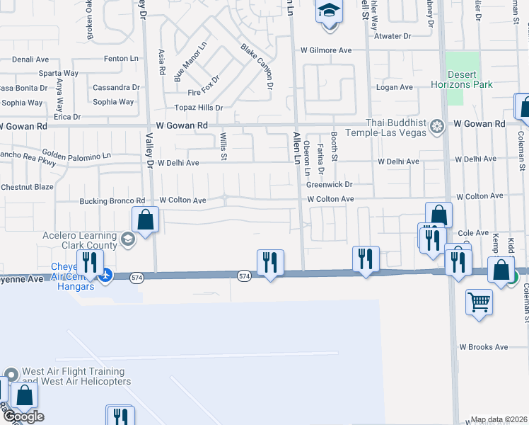 map of restaurants, bars, coffee shops, grocery stores, and more near 3837 Thomas Patrick Avenue in North Las Vegas