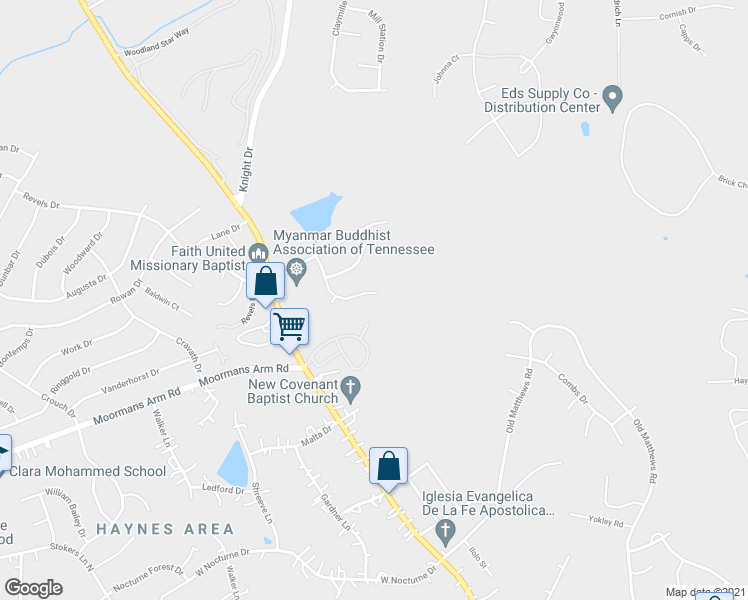 map of restaurants, bars, coffee shops, grocery stores, and more near 2556 Highland Trace Drive in Nashville