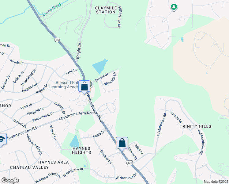 map of restaurants, bars, coffee shops, grocery stores, and more near 2556 Highland Trace Drive in Nashville