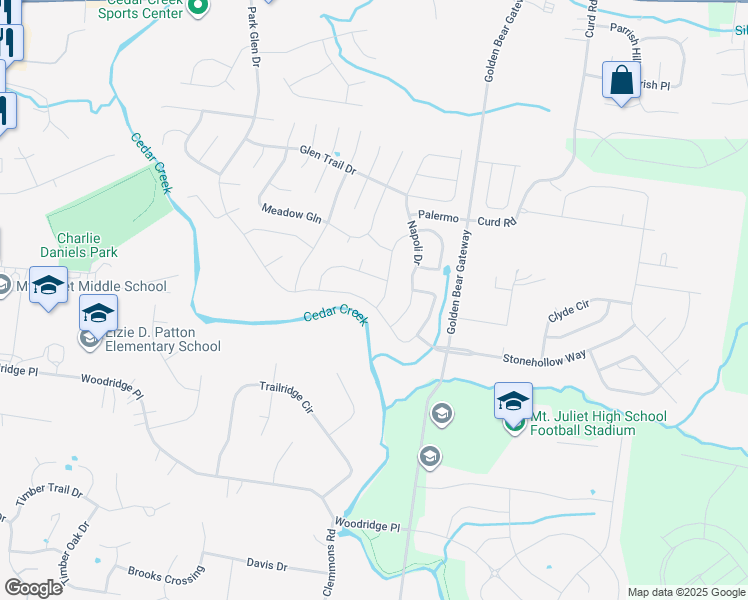 map of restaurants, bars, coffee shops, grocery stores, and more near 5456 Pisano Street in Mt. Juliet