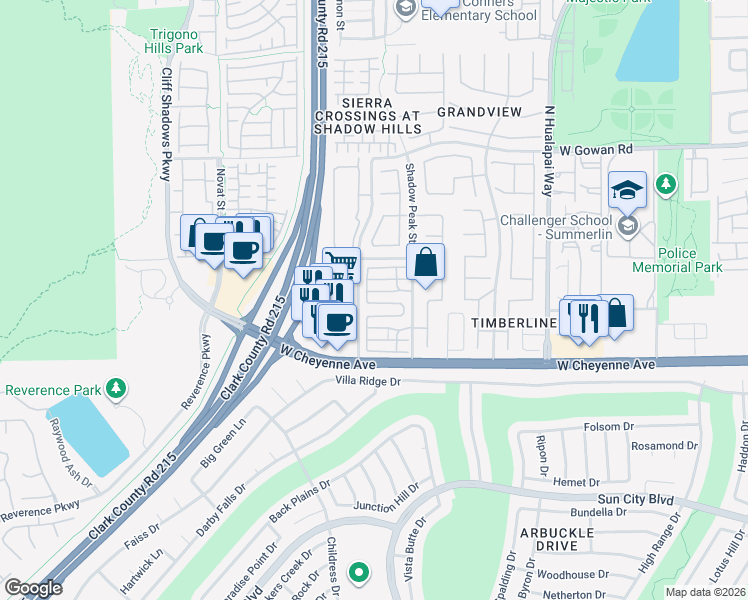 map of restaurants, bars, coffee shops, grocery stores, and more near 10412 Timber Canyon Avenue in Las Vegas