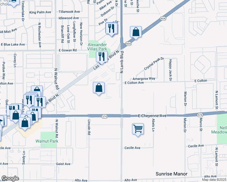 map of restaurants, bars, coffee shops, grocery stores, and more near 3249-3399 N Lamb Blvd in Las Vegas