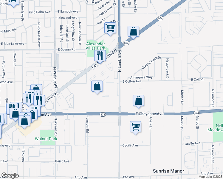 map of restaurants, bars, coffee shops, grocery stores, and more near 3355 North Lamb Boulevard in Las Vegas