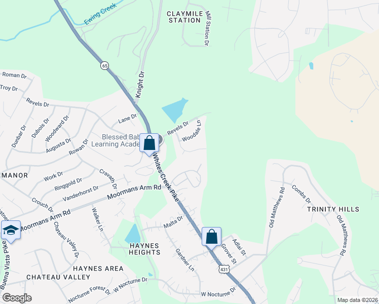 map of restaurants, bars, coffee shops, grocery stores, and more near 2526 Highland Trace Drive in Nashville
