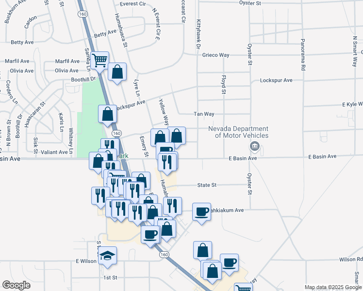 map of restaurants, bars, coffee shops, grocery stores, and more near in Pahrump