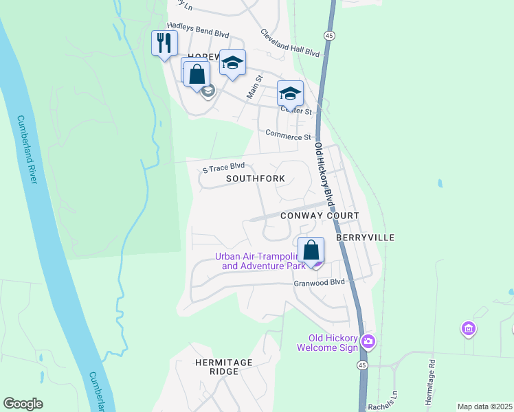 map of restaurants, bars, coffee shops, grocery stores, and more near 4409 S Trace Blvd in Nashville