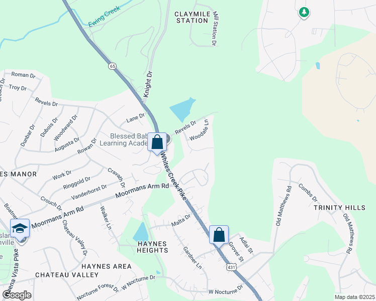 map of restaurants, bars, coffee shops, grocery stores, and more near 2526 Highland Trace Drive in Nashville