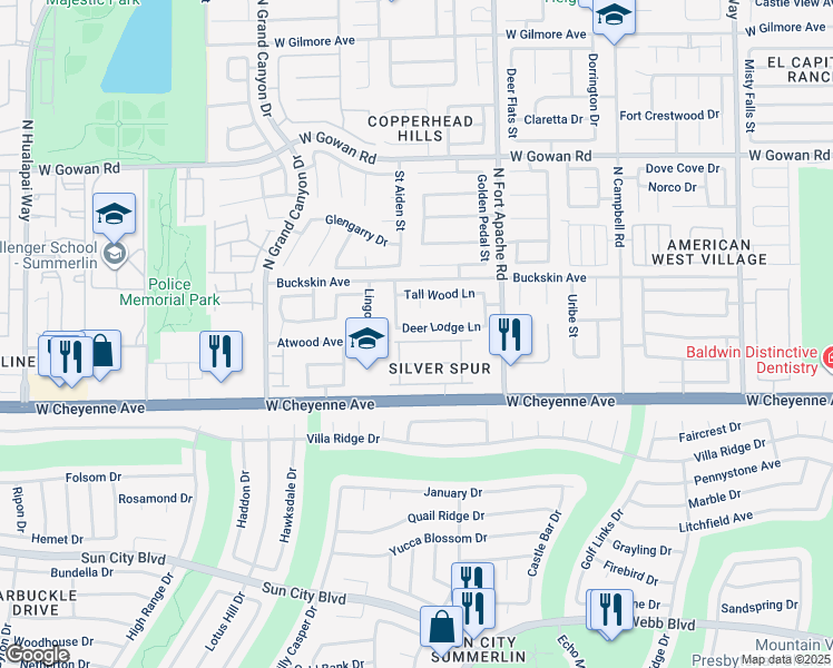 map of restaurants, bars, coffee shops, grocery stores, and more near 9429 Deer Lodge Lane in Las Vegas