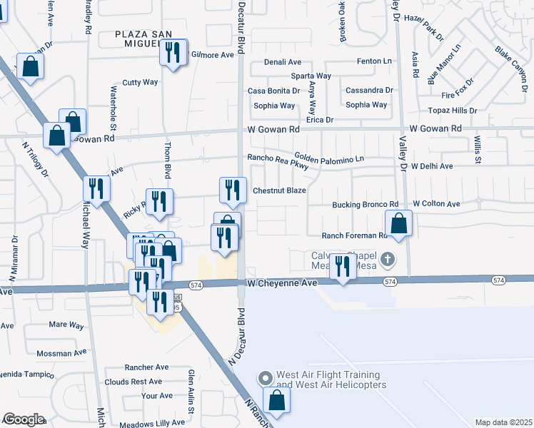 map of restaurants, bars, coffee shops, grocery stores, and more near 3318 North Decatur Boulevard in Las Vegas