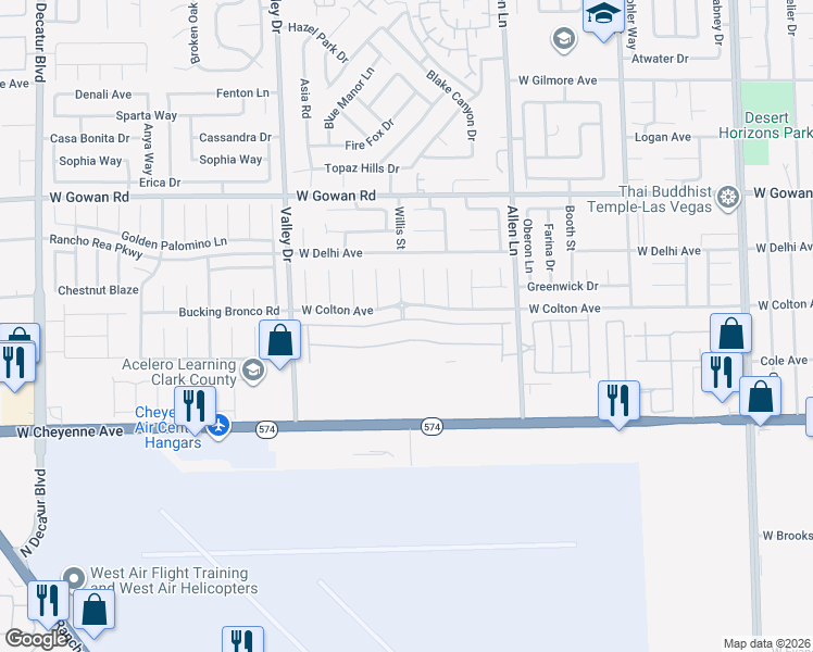 map of restaurants, bars, coffee shops, grocery stores, and more near 3953 Thomas Patrick Avenue in North Las Vegas