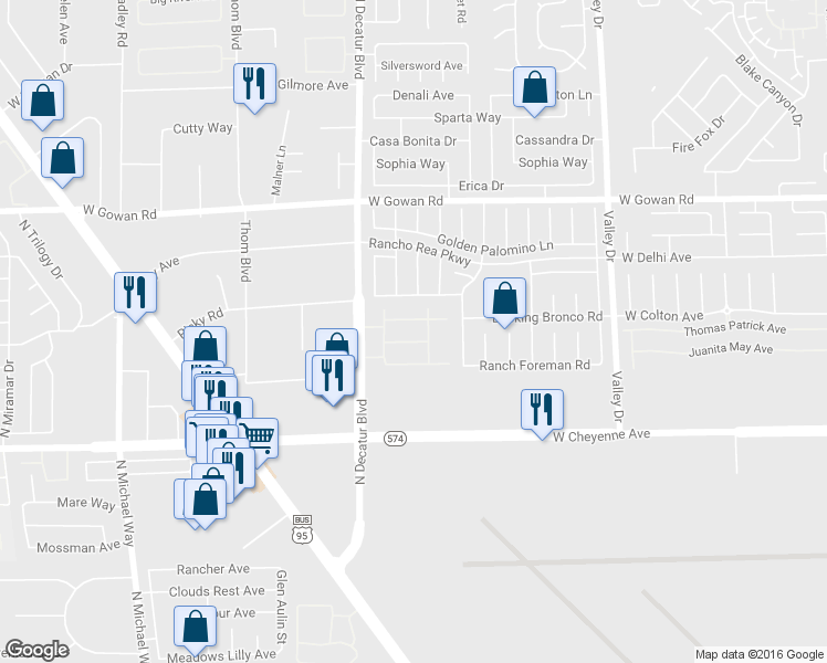 map of restaurants, bars, coffee shops, grocery stores, and more near 3318 North Decatur Boulevard in Las Vegas