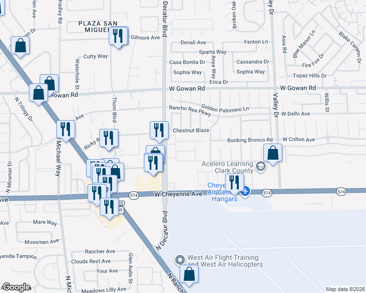 map of restaurants, bars, coffee shops, grocery stores, and more near 3318 North Decatur Boulevard in Las Vegas