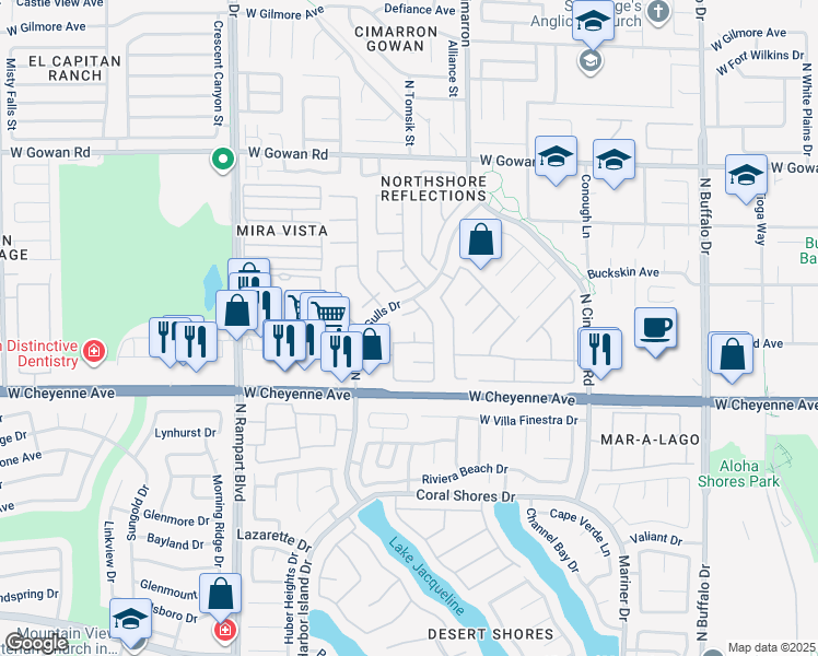 map of restaurants, bars, coffee shops, grocery stores, and more near 3309 Barnstaple Court in Las Vegas