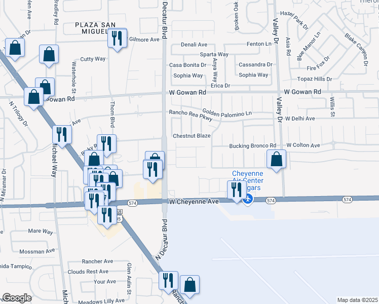 map of restaurants, bars, coffee shops, grocery stores, and more near 3318 North Decatur Boulevard in Las Vegas