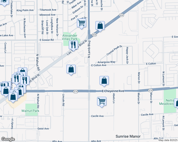 map of restaurants, bars, coffee shops, grocery stores, and more near 3355 North Lamb Boulevard in Las Vegas
