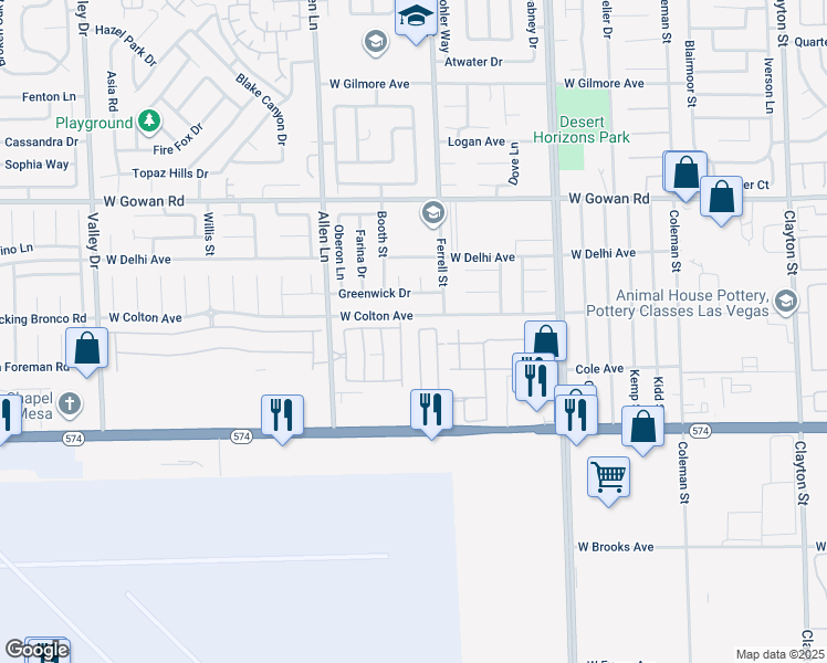 map of restaurants, bars, coffee shops, grocery stores, and more near 3376 Cheyenne Gardens Way in North Las Vegas