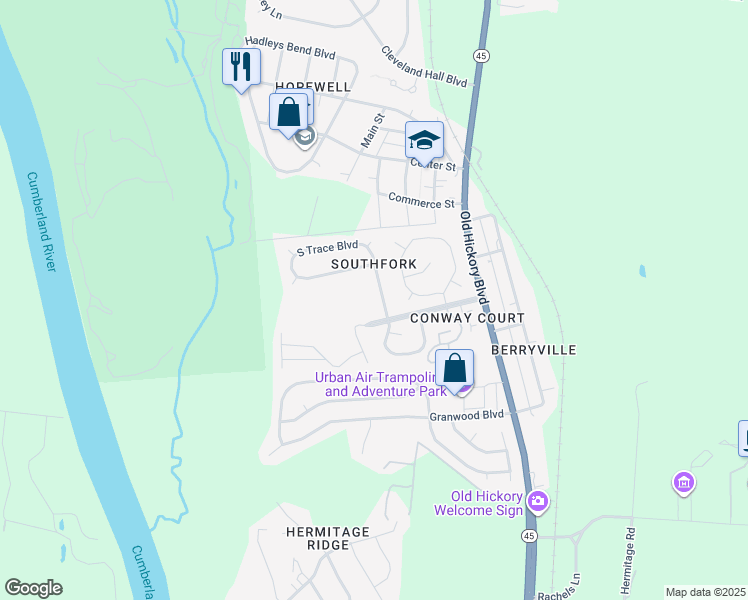map of restaurants, bars, coffee shops, grocery stores, and more near 4409 South Trace Boulevard in Nashville