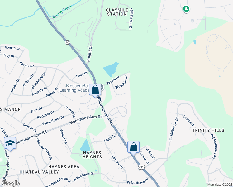 map of restaurants, bars, coffee shops, grocery stores, and more near 2526 Highland Trace Drive in Nashville