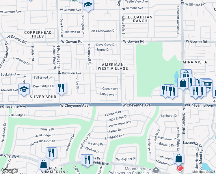 map of restaurants, bars, coffee shops, grocery stores, and more near 9020 Chenin Avenue in Las Vegas