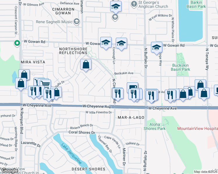 map of restaurants, bars, coffee shops, grocery stores, and more near 3329 Moon River Street in Las Vegas