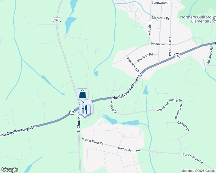 map of restaurants, bars, coffee shops, grocery stores, and more near 7897 West Gander Court in Greensboro