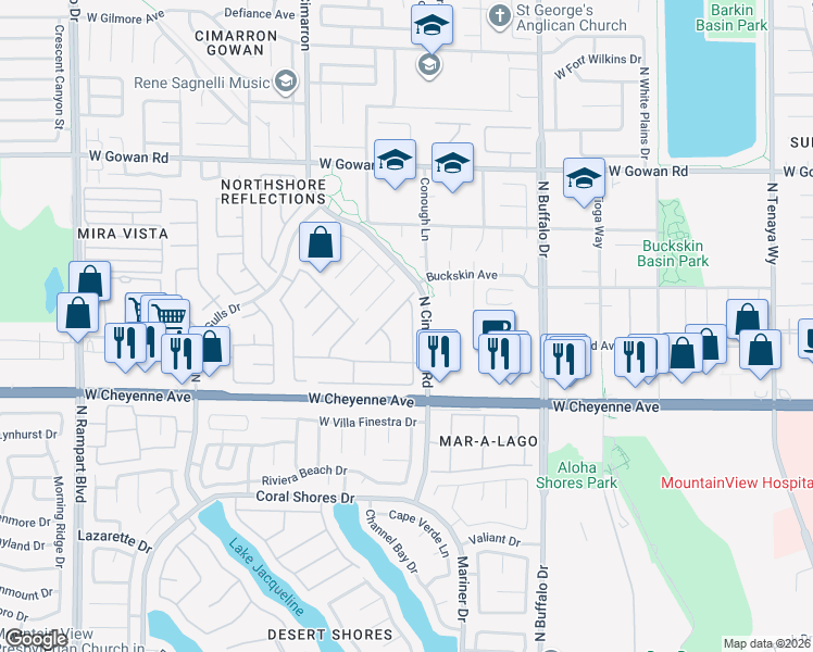 map of restaurants, bars, coffee shops, grocery stores, and more near 3329 Moon River Street in Las Vegas