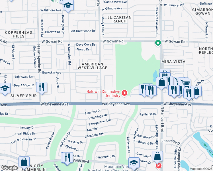 map of restaurants, bars, coffee shops, grocery stores, and more near 3306 Cheltenham Street in Las Vegas