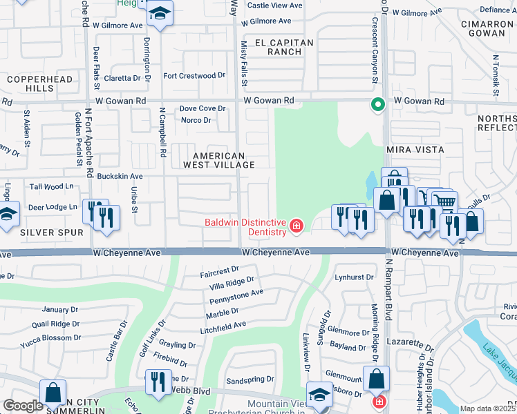 map of restaurants, bars, coffee shops, grocery stores, and more near 3324 Cheltenham Street in Las Vegas