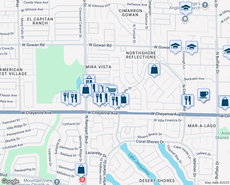 map of restaurants, bars, coffee shops, grocery stores, and more near 3321 Michelangelo Court in Las Vegas