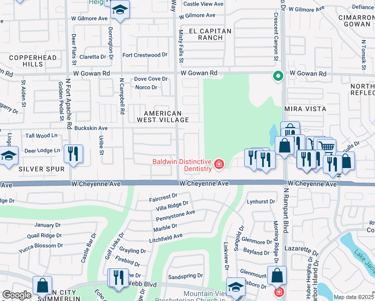 map of restaurants, bars, coffee shops, grocery stores, and more near 3306 Cheltenham Street in Las Vegas