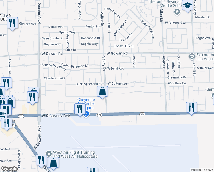 map of restaurants, bars, coffee shops, grocery stores, and more near 4252 Thomas Patrick Avenue in North Las Vegas