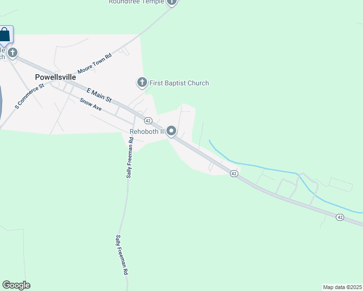 map of restaurants, bars, coffee shops, grocery stores, and more near 132 North Carolina 42 in Colerain