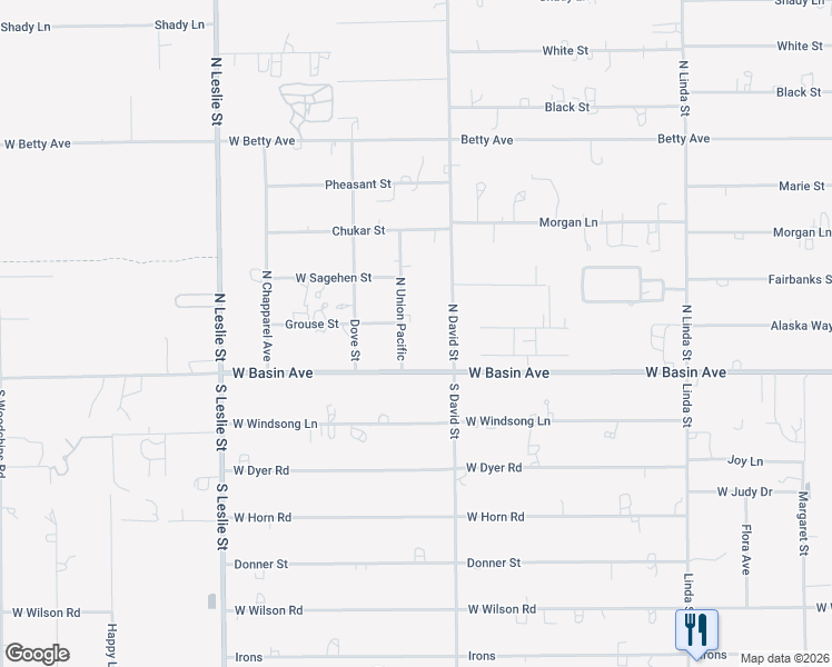 map of restaurants, bars, coffee shops, grocery stores, and more near 71 North Union Pacific in Pahrump