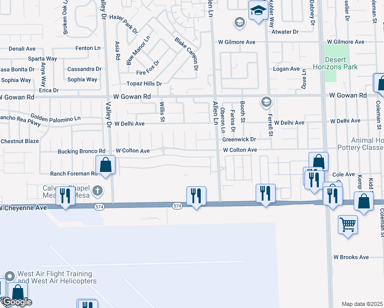 map of restaurants, bars, coffee shops, grocery stores, and more near 3828 Thomas Patrick Avenue in North Las Vegas