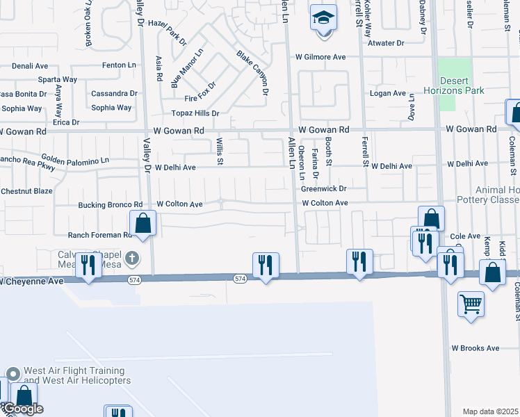 map of restaurants, bars, coffee shops, grocery stores, and more near 3828 Thomas Patrick Avenue in North Las Vegas