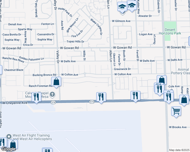 map of restaurants, bars, coffee shops, grocery stores, and more near 3837 Thomas Patrick Avenue in North Las Vegas