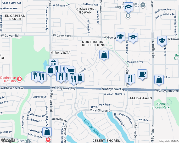map of restaurants, bars, coffee shops, grocery stores, and more near 8101 Kempston Court in Las Vegas