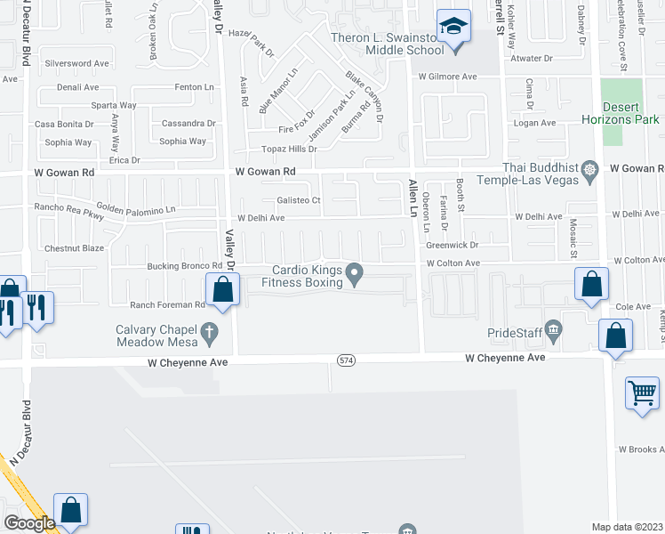 map of restaurants, bars, coffee shops, grocery stores, and more near 3944 Thomas Patrick Avenue in North Las Vegas