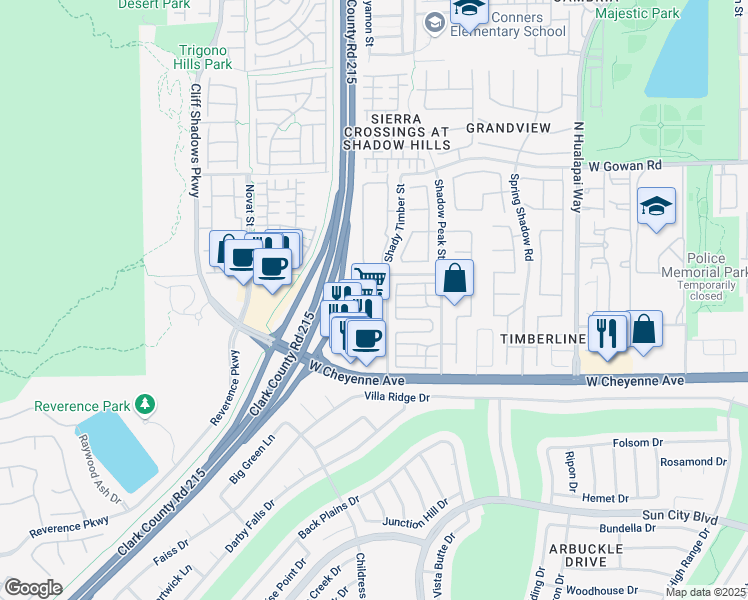 map of restaurants, bars, coffee shops, grocery stores, and more near 10461 Tuscany Rose Court in Las Vegas