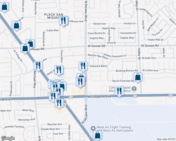 map of restaurants, bars, coffee shops, grocery stores, and more near 3316 North Decatur Boulevard in Las Vegas