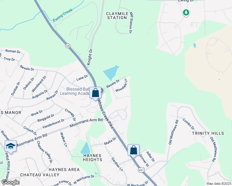 map of restaurants, bars, coffee shops, grocery stores, and more near 2526 Highland Trace Drive in Nashville