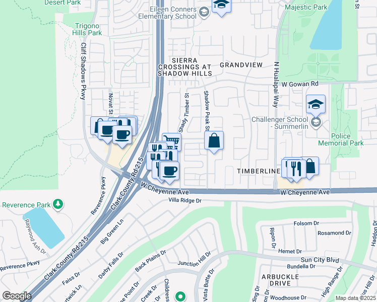 map of restaurants, bars, coffee shops, grocery stores, and more near 10413 Rocky Waters Avenue in Las Vegas