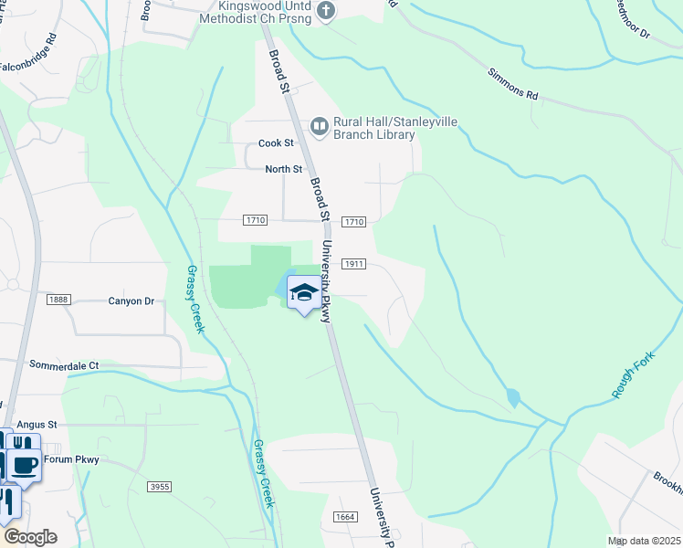 map of restaurants, bars, coffee shops, grocery stores, and more near 113 Wallasey Road in Rural Hall